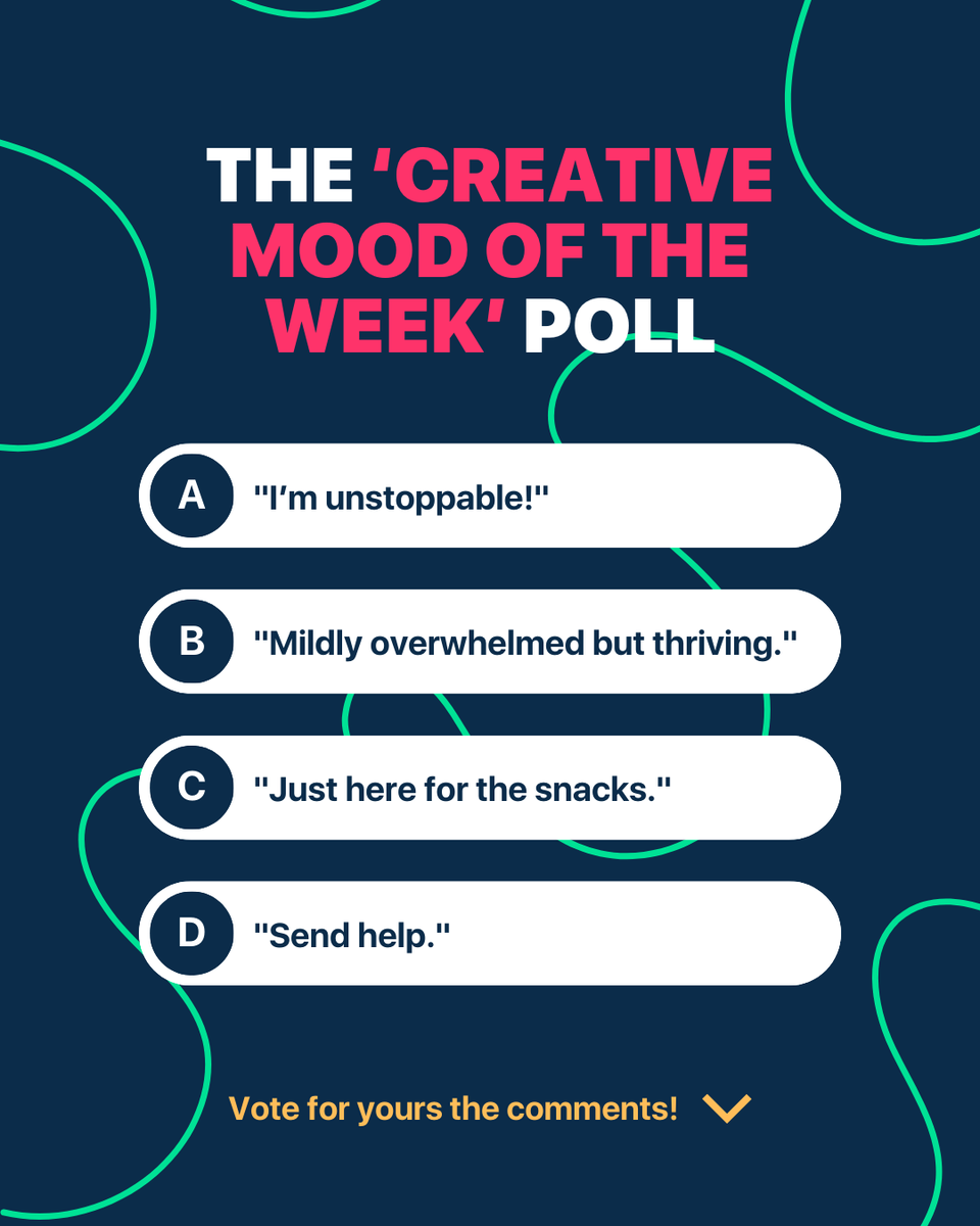 It’s time for the weekly check-in… how’s your creative brain doing right now? 🤔👇

Vote now and let’s see where we’re all at this week. And if you picked "send help," we’re sending virtual caffeine your way. ☕💙

 #FreelancerLife #CreativeCommunity