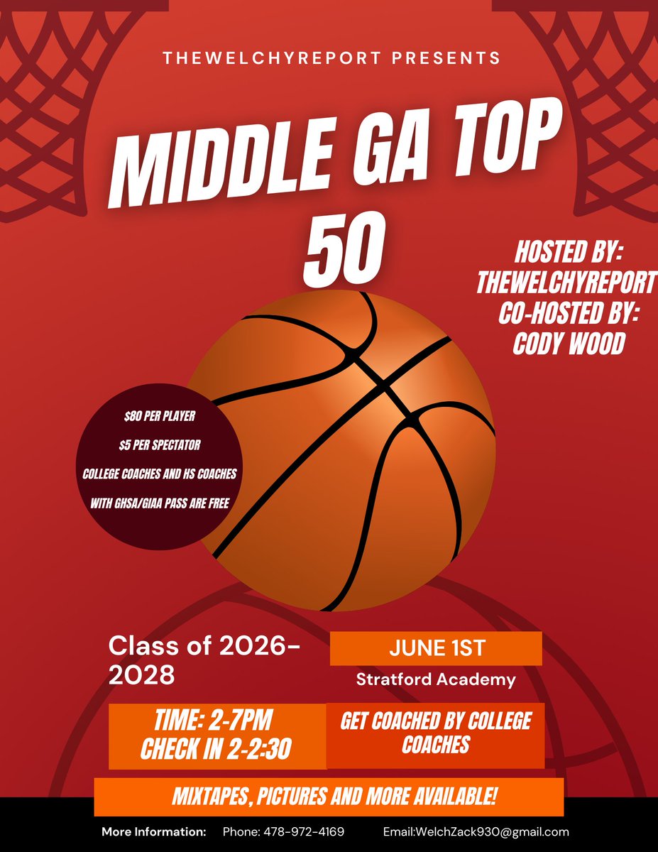 Most recent signups for the #MiddleGaTop50!! 

6’1 Kaiden Kennedy - Veterans 
6’1 Sirron Chambers - CFCA
5’8 Landon Swain - Windsor  
5’8 Donovan Lockett - Northside 
6’7 Thomas Gosier - Jones County
5’8 Tomaris Haynes Jr. - Baldwin

Lock your spot in today!! 

Link to Register: