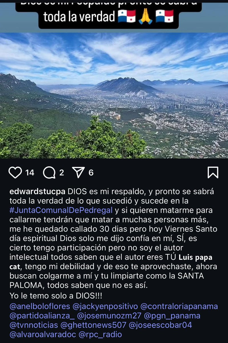 El señor <a href="/AnelBoloFlores/">Anel Bolo Flores</a> porque no a realizado una auditoría aún? 🤔instagram.com/p/DIrbHbjxzRo/…
<a href="/AlvaroAlvaradoC/">Alvaro Alvarado - Noticias 180 Minutos/ Sin Rodeos</a> <a href="/criticaenlinea/">Diario Critica.Pa</a> <a href="/JoseRaulMulino/">José Raúl Mulino</a> <a href="/Mayer/">Mayer Mizrachi</a> <a href="/PGN_PANAMA/">Procuraduría General de la Nación</a> <a href="/prensacom/">La Prensa Panamá</a> <a href="/TReporta/">Telemetro Reporta</a> <a href="/tvnnoticias/">TVN Noticias</a> <a href="/KWCONTINENTE/">KW Continente</a>