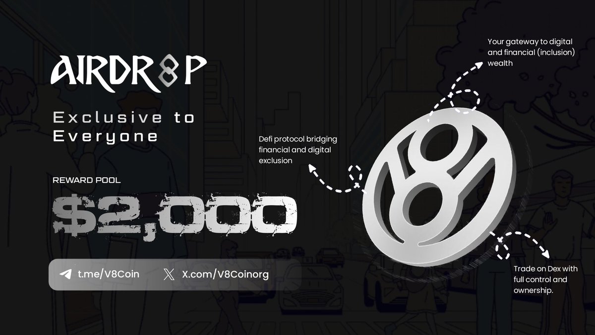 🚨 Good News! Prize Pool Increased to 2000 USDT

🔥 New Prize Pool: 2000 USDT
🏆 New Winners: 300 Random &amp; Top 75

🔹 300 random winners will get 4 USDT each 
🔹 Top 75 referral will get a share from 800 USDT

ℹ️ Airdrop Link: t.me/V8CoinNewAirdr…