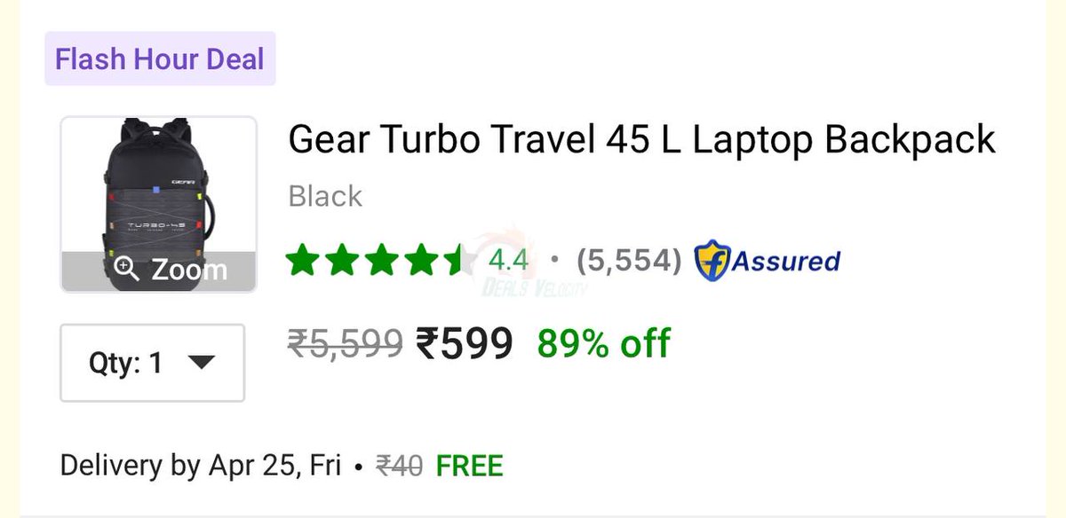 dealsvelocity's tweet image. 🚨 Loot Deal Alert! 🚨

Gear Large 45L Laptop Backpack @₹599 Only🎒

Spacious. Stylish. Unbeatable price! 🛍️
👉fkrt.cc/gLYqwvP

More : fkrt.cc/gXGg93V

#BackpackDeal #FlipkartDeals #BudgetBuy #LootDeal #DealAlert #OnlineShopping #TechAccessories
