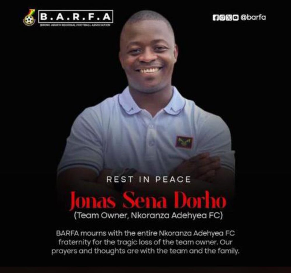 KuameOli's tweet photo. JUSTICE FOR JON DOR! This is sad💔

Young and enterprising agribusiness man Jonas Dorho murdered by unknown persons over his own farmland at Nkoranza. He owned Jon Dor company and a division 1 football club “Nkoranza Adehye FC” https://t.co/J95OT4LxVp