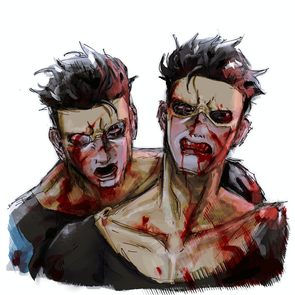 sepulchr4l's tweet photo. hi please look at this sinistarget commission i got from @6raveyardbat!! i love sinister mark and his evil evil face https://t.co/3NGkDUrqmZ