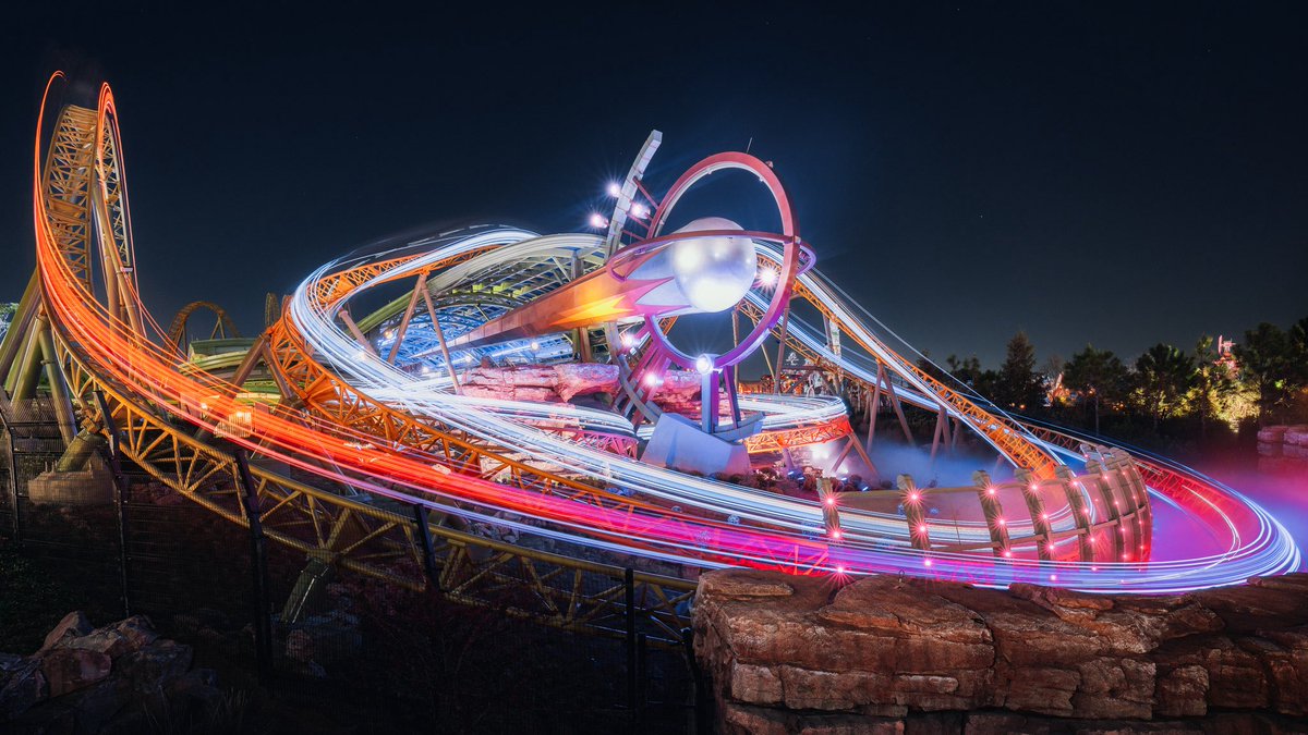 somewareatdiz's tweet photo. Stardust Racers long exposures at night, two with the normal (real) sky and two with stars that I captured in Utah because I think it looks neat and matches the theme https://t.co/JFWBDRu6gA
