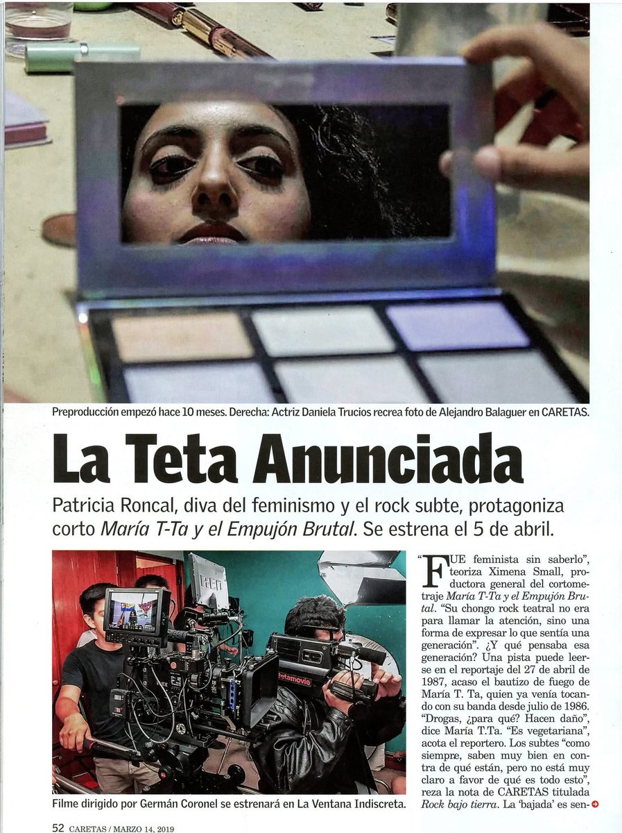 Sabian que hay un cortometraje sobre María T-ta que nunca se exhibió porque el manager amenazó con una demanda por infringir la propiedad intelectual del personaje ? Fue el 2019. Fue hecho por estudiantes y hasta Caretas le hizo una nota