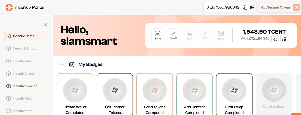 slamsmart's tweet photo. I did it all features with incentive project testnet. The web3 is overal smooth and UI is good security with passkey. Good job and project. @Incentiv_net #IncentiveTestnet https://t.co/dhTXtHYU0V
