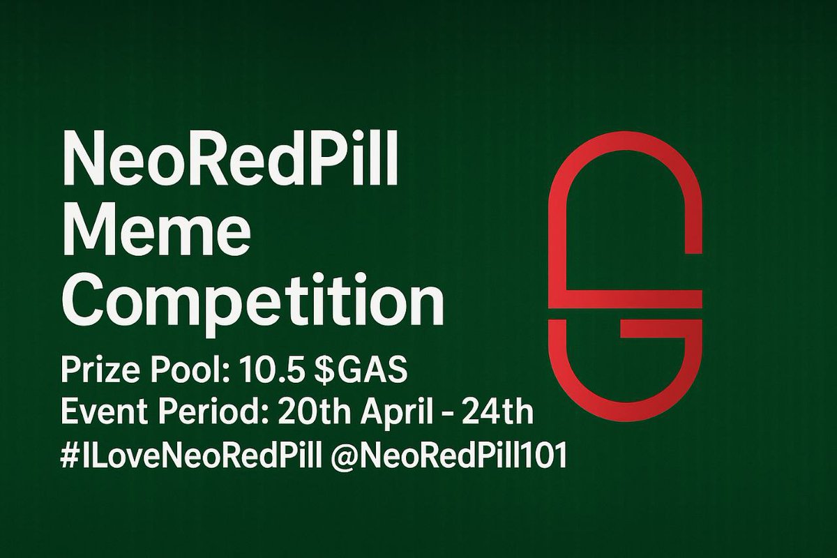 We decide to make now a NeoRedPill Meme Competition 

Make a meme for NeoRedPill and get a share of 10.5 $GAS🤑

Competition Period : 20th April - 24th April (2pm UTC)

Reward Distribution: 
Top-1 winner: 3 $GAS

Top-2 winner: 2.5 $GAS

Randomly Selected 5 winner by bot will get