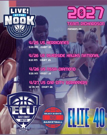 Kareena Ortiz (@kareenaortiz27) on Twitter photo It’s that time! <a href="/ECunitedbball/">eastcoastunited</a>
Schedule for
Live AT The Nook in Manheim,Pennsylvania! <a href="/SelectEventsBB/">Select Events Basketball</a> It’s that time! <a href="/ECunitedbball/">eastcoastunited</a>
Schedule for
Live AT The Nook in Manheim,Pennsylvania! <a href="/SelectEventsBB/">Select Events Basketball</a>