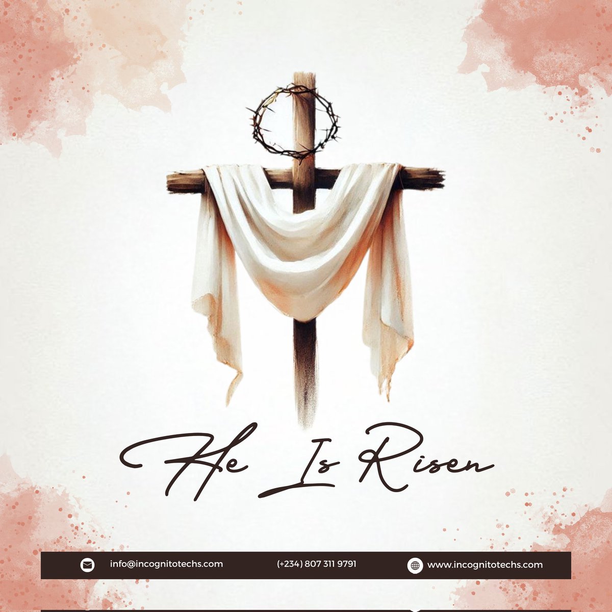incognito_techs's tweet photo. He Is Risen, and so is every promise He made!
At Incognito, we celebrate the power of resurrection, new beginnings, renewed purpose, and unshakable hope. May this season remind you that light always wins.
Happy Resurrection Sunday from us at Incognito Tech-Solutions.
#TechStartup https://t.co/IGytkgTwNi