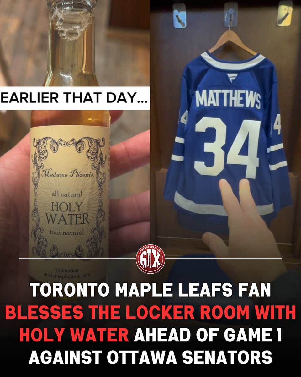 sot6ixtv's tweet photo. Leafs Fan Blesses The Locker Room With Holy Water Ahead Of Game 1 vs Ottawa Senators. 🏒🍁🙏💙🇨🇦 https://t.co/Q72o0Z7T0z