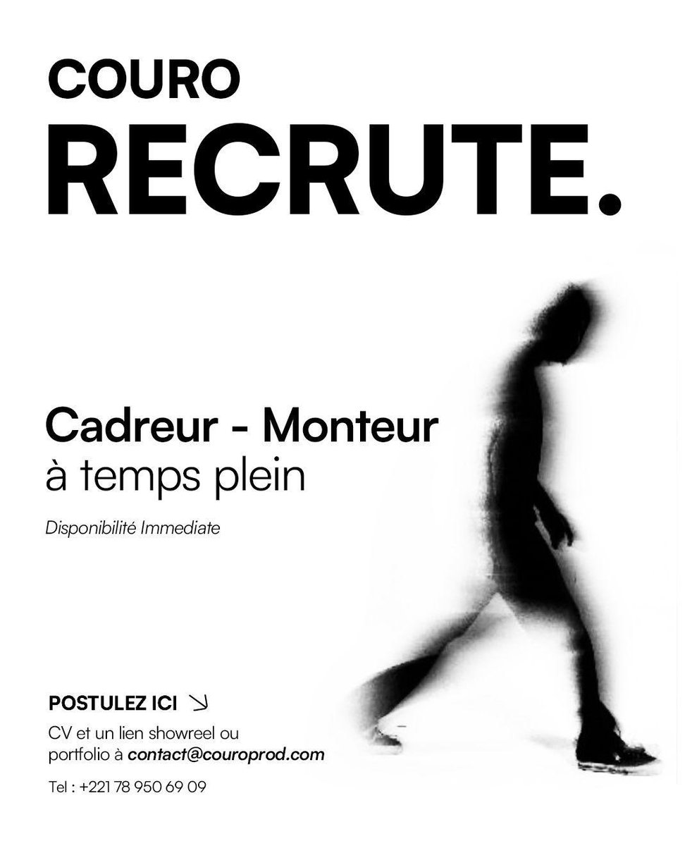 Couroprod's tweet photo. Couro recrute ! On cherche un·e cadreur·se - monteur·se à temps plein, dispo tout de suite. Tu penses avoir ce qu’il faut ? Envoie ton CV et ton showreel à contact@couroprod.com https://t.co/6Is9sgx0Hd