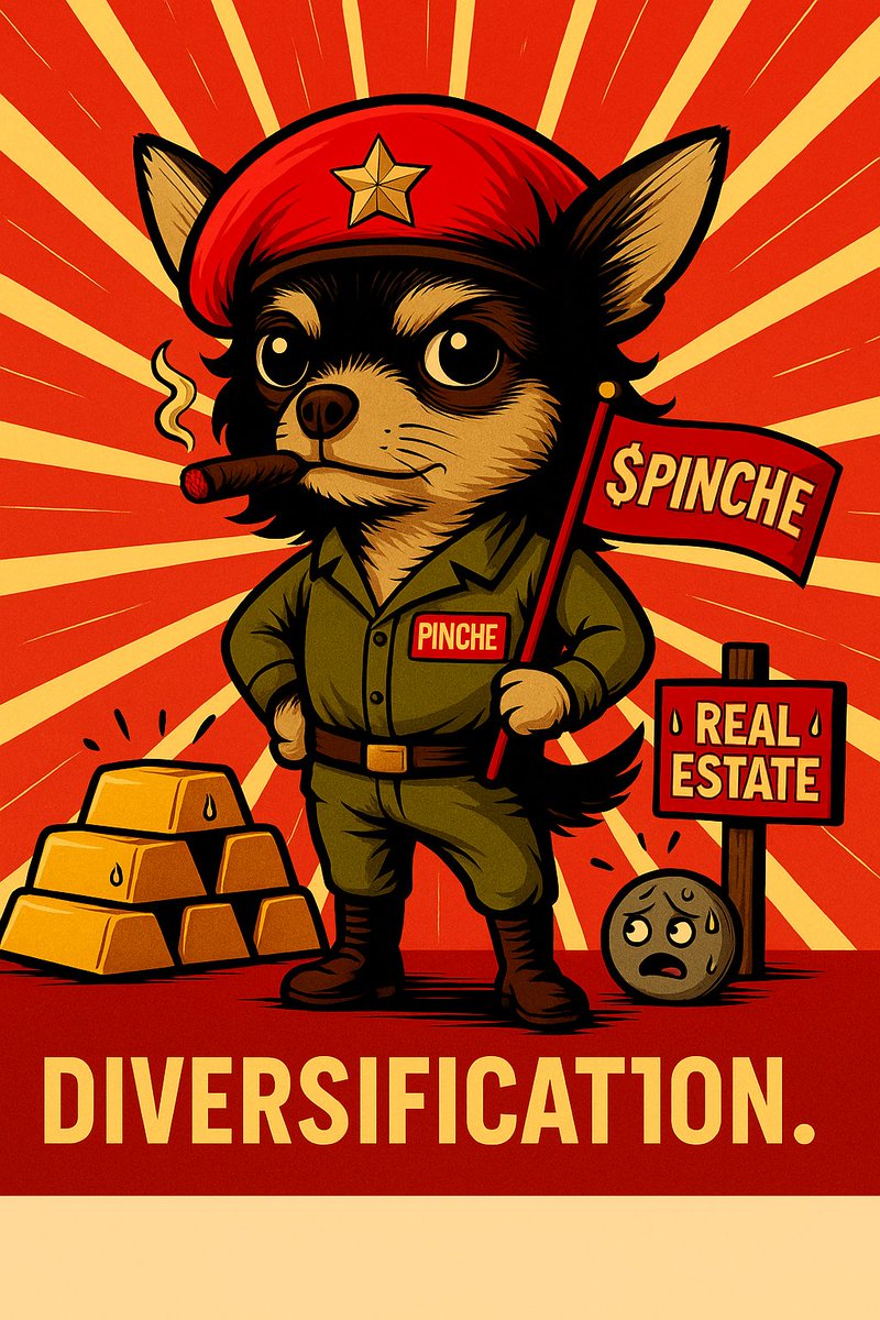 therealpinche's tweet image. Some people invest in gold.
Some in real estate.
Me? I put my trust in a revolutionary Chihuahua with a beret and no chill. 🐶🔥
It’s called diversification..

#PinchePerro #MemeCoinLogic #CryptoComedy
