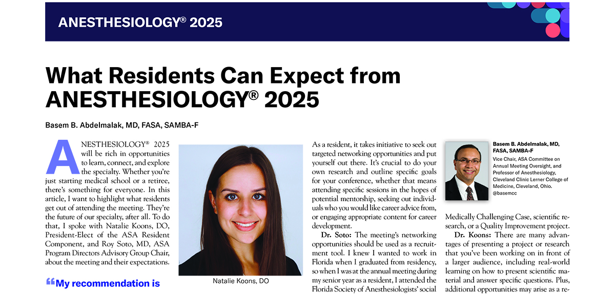 ASA Monitor (@asamonitor) on Twitter photo 🔹Why should residents attend ANESTHESIOLOGY 2025 in San Antonio this October?
🔹What should residents expect when it comes to networking?
<a href="/NatalieKoons/">Natalie Koons, DO</a>, Roy Soto, and Basem Abdelmalak discuss these questions and more.
ow.ly/7qQB50VCu91 🔹Why should residents attend ANESTHESIOLOGY 2025 in San Antonio this October?
🔹What should residents expect when it comes to networking?
<a href="/NatalieKoons/">Natalie Koons, DO</a>, Roy Soto, and Basem Abdelmalak discuss these questions and more.
ow.ly/7qQB50VCu91