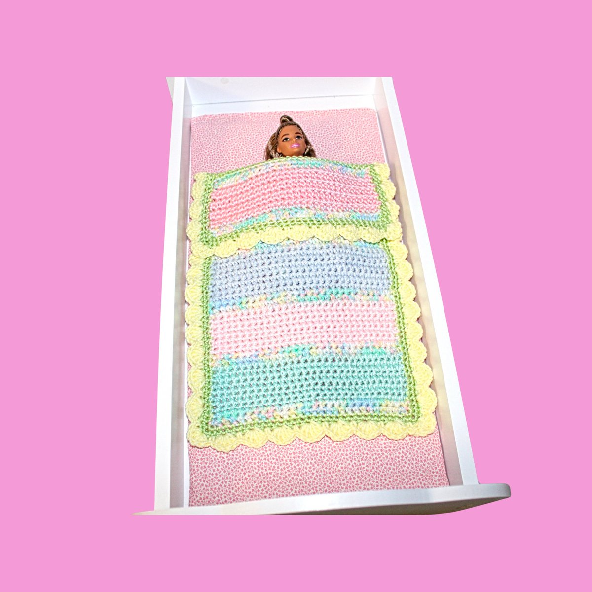 Pastel Crochet Baby Doll Blanket - Colorful Afghan for 11 Inch Dolls - Small Handmade Gift @ etsy.com/listing/172975… #etsyseller #dolls #dollblanket