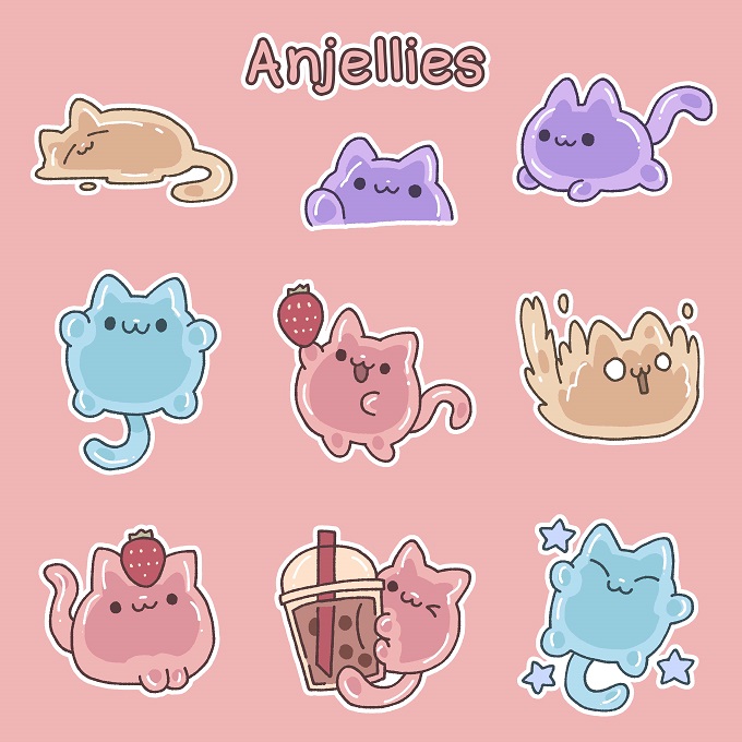 AngieForVT's tweet photo. Presenting Anjellies, my mascot / chat mascot!!
Its a boba jelly cat that comes in bright colors🧋🐈
It may look cute and yummy but please do not eat it! https://t.co/XRamABL9N0