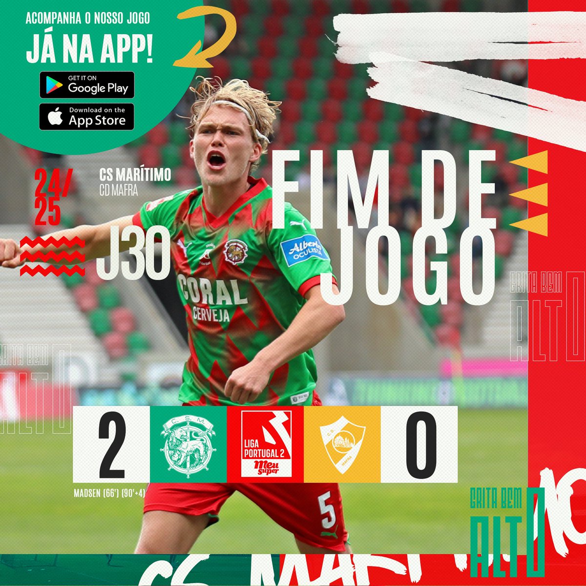 ✅ FIM DE JOGO! Vitória do #CSMaritimo, por 2-0, frente ao CD Mafra para a #LigaPortugalMeuSuper