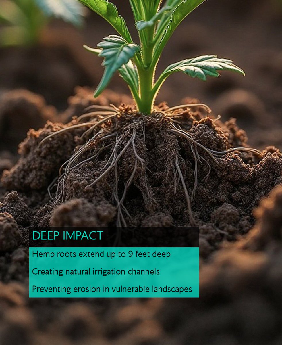 hemp_foundation's tweet photo. 𝗗𝗶𝗱 𝗬𝗼𝘂 𝗞𝗻𝗼𝘄? 𝗛𝗲𝗺𝗽'𝘀 𝗦𝗲𝗰𝗿𝗲𝘁 𝗟𝗶𝗳𝗲 𝗮𝘀 𝗮 𝗦𝗼𝗶𝗹 𝗦𝘂𝗽𝗲𝗿𝗵𝗲𝗿𝗼
What other plants have hidden environmental superpowers? Share in the comments! 

#HempFacts #SoilRegeneration #RegenerativeAgriculture #ClimateAction #PlantScience https://t.co/6y4mHJ7lDN