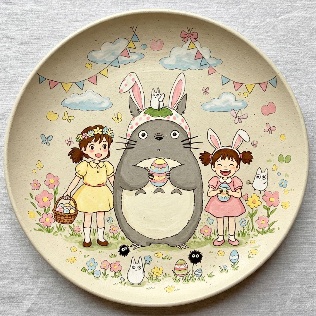 haruware_studio's tweet photo. 🐣 Totoro Easter Plates – Pure Ghibli Happiness! 🐣
#GhibliVibes #TotoroLove #HandmadeCeramics #SpringSale #StudioGhibli #MyNeighbourTotoro #TotoroEaster #GhibliFan #EasterDecor #AnimeArt https://t.co/gpegxdMVv1