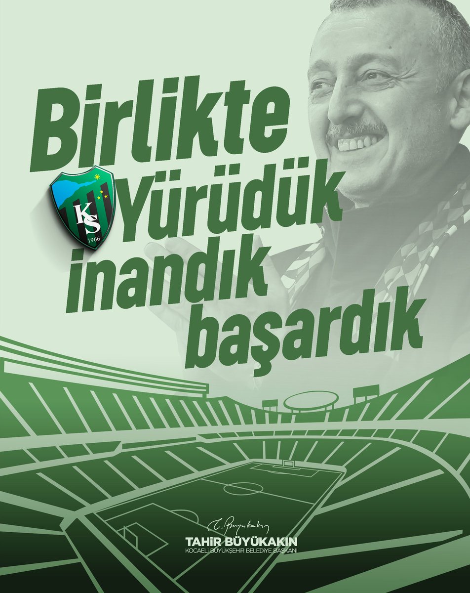 Birlikte yürüdük, inandık, başardık!
Kocaelispor’umuzun şampiyonluk yolculuğunda inancımız da, emeğimiz de ortaktı.
Bu zafer, Kocaeli’nin birlik ve inançla yazdığı büyük bir hikâyedir! 💚🖤