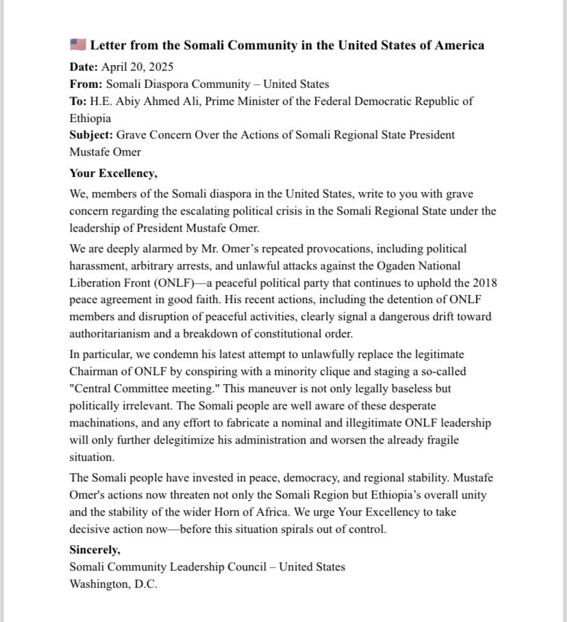 AzizSaaz0823's tweet photo. We are deeply alarmed by Mr. Omer’s repeated provocations, including political harassment, arbitrary arrests, and unlawful attacks against the Ogaden National Liberation Front (ONLF) @PMEthiopia @USEmbassyAddis @ReutersAfrica  @Mustafe_M_Omer @realDonaldTrump  @batten_von https://t.co/Gb9WzhtH44