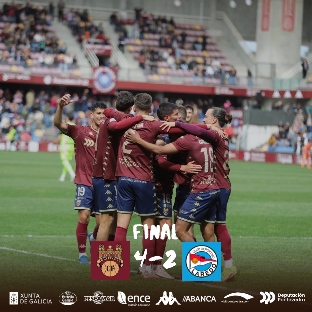 🔚  FINAAAAAAAAL FINAAAAL DO PARTIDO EN PASARÓN 🏟️♥️

SOMOS DE PRIMEIRA RFEF, GRANATES 😍

Pontevedra CF 4-2 CD Laredo

#NonPararAtaVoltar ♥️
