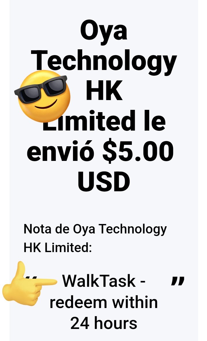 🤑 Nuevo pago de #WalkTask 

💶 $5 USD vía paypal

🚶Gana dinero caminando. 

✅️Usa mi código de referencia: 4DWCCN cuando te registres y ambos recibiremos monedas de bonificación. ¡Pruébalo!
Google Play: play.google.com/store/apps/det…
App Store: apps.apple.com/us/app/walktas…