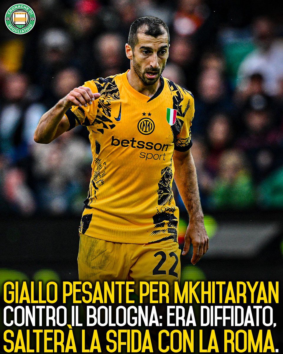 CronacheTweet's tweet image. In un momento in cui l'Inter si gioca tutto in poche settimane, e ogni partita è decisiva, da Bologna arriva una brutta notizia per Inzaghi: Mkhitaryan salterà la delicata partita contro la Roma a San Siro, sabato prossimo alle 18:00. 

#cronachedispogliatoio #mkhitaryan #inter
