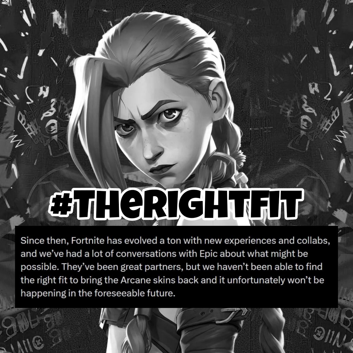 DanielMmmRrr1's tweet photo. use a new hashtag #TheRightFit, alluding to Marc's words about not finding the right time to bring back the skins, in any Riot post, for any of its games, or from any executive, along with, of course, the #BringBackArcaneToTheItemShop hashtag. https://t.co/DRrxtapeRj