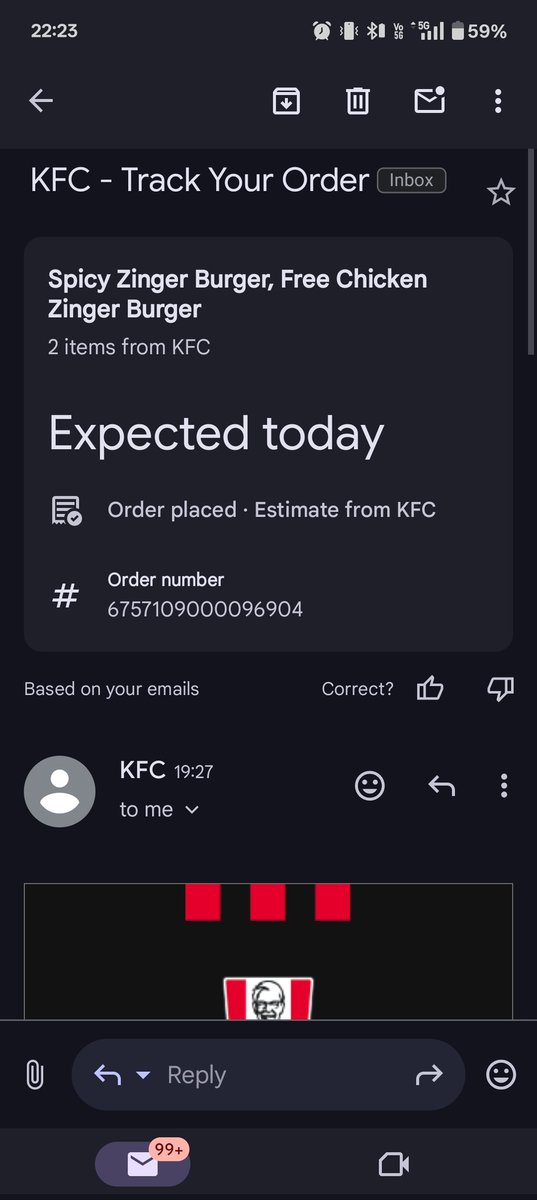 DebanshuBehera's tweet photo. @KFC_India Placed an order through the KFC app at 19:27 pm, showed delivery time at 20:12 pm. . The order hasn't been picked up till this time. Mostly there is no cancellation option. The customer care system is trash they won't pick calls or communicate with you. Already paid :) https://t.co/9Cjh7Mx2vh