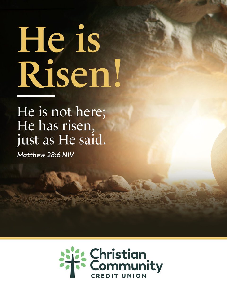 myCCCU's tweet photo. May the love and resurrection power of our risen Savior fill your heart with renewed hope, peace, and joy this Easter and always! From the Staff, Management, and Board #Easter #ResurrectionSunday #myCCCU https://t.co/iMfj3nV2CK