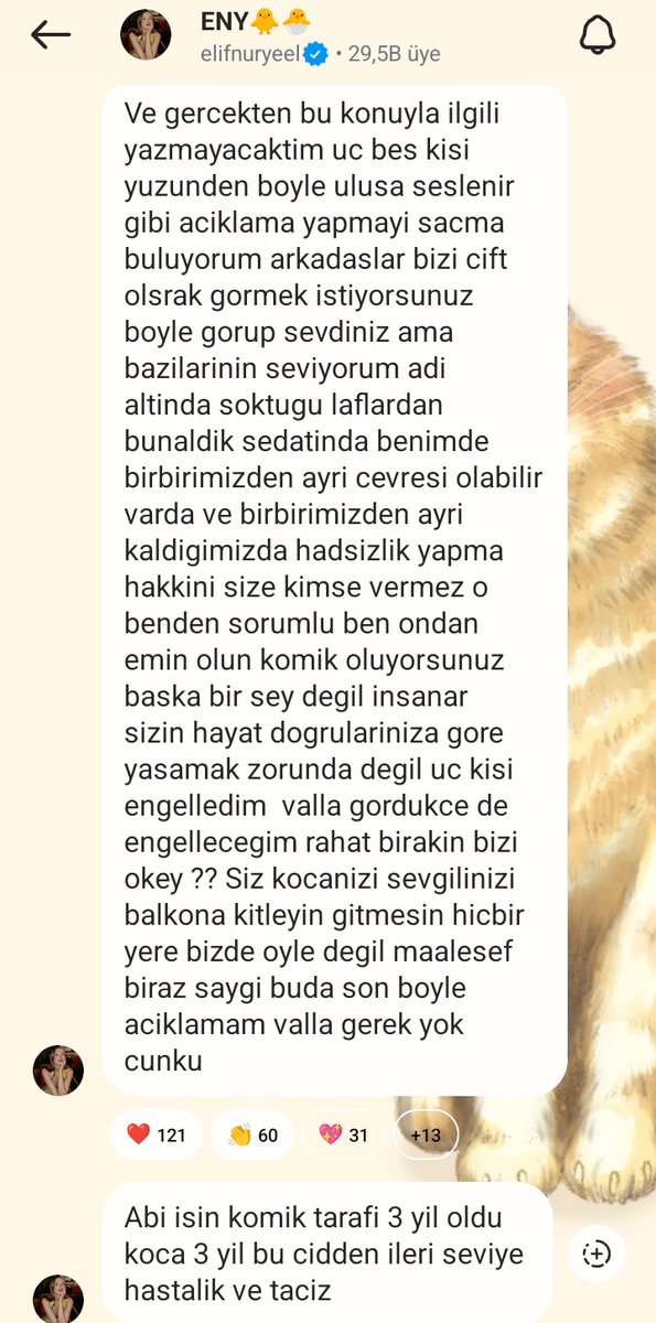 elifin eskiye göre aşırı olgunlaştığını düşünüyorum ve bu benim çok hoşuma gidiyor bu açıklamayı hakkediyorlardı çünkü sürekli elifin insta yorumlarına tiktokuna bu tarz şeyler yazılıyor işte moment bekleniyor ya da ima yapılıyor ama o sadece engellemekle yetiniyor+
#elsed