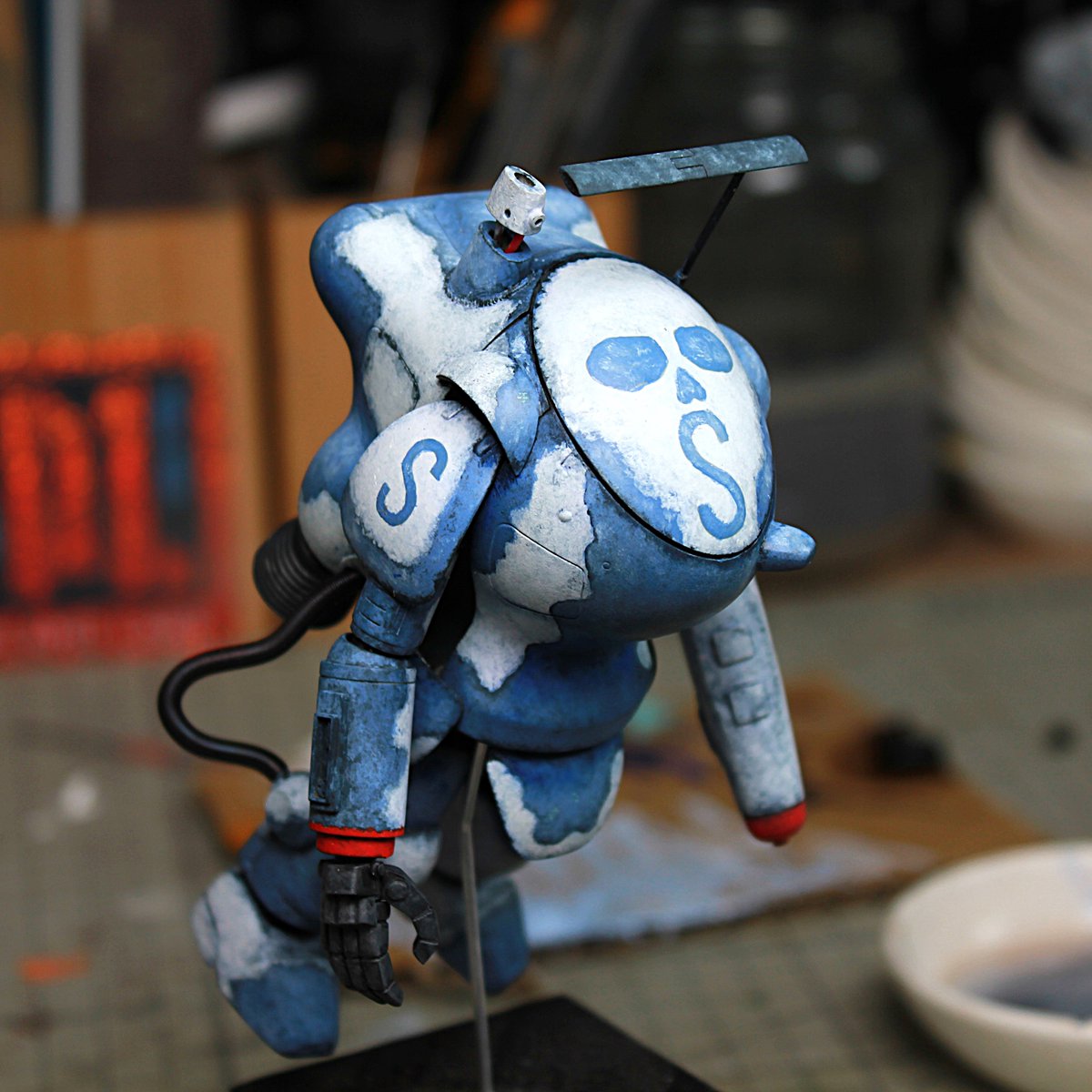 w.i.p 1/20 fireball sg  i started adding highlights and shadows with oil paints