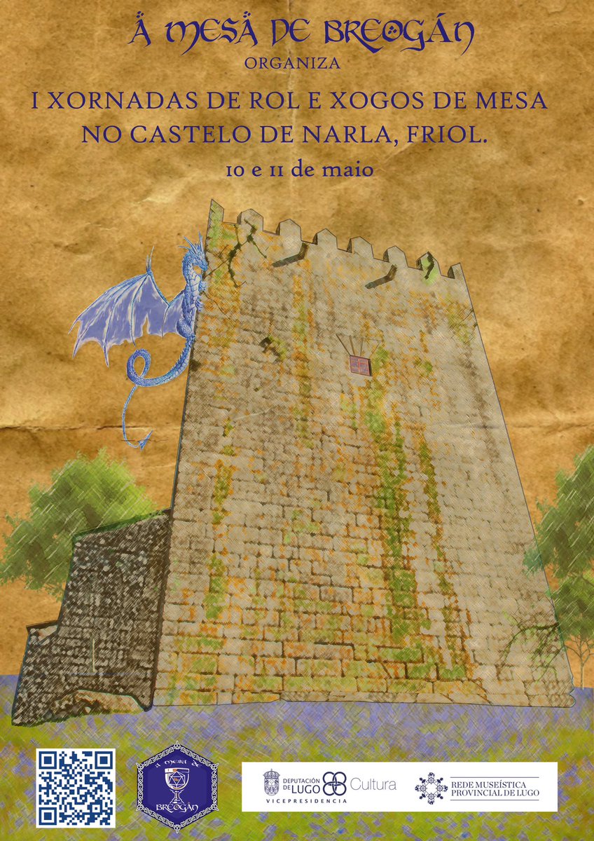 #DIM2025 no rural!
10-11 de maio | Museo Fortaleza de San Paio de Narla

Chegan as I Xornadas de xogos de mesa e rol da man da #AMesaDeBreogán. Unha proposta da mocidade para transformar os museos!

Reserva praza:
🎲 Barbazul → shorturl.at/dfhBX
🕯️ Llamada Extinta →