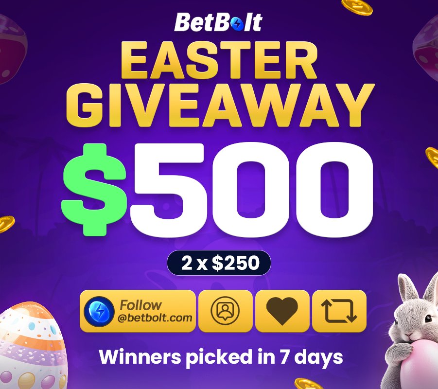 BetBolt.com (@betboltcom) on Twitter photo Happy Easter, everyone! 🐰⚡️
To celebrate this beautiful day, here's a $500 Giveaway! 🎉
- Follow <a href="/betboltcom/">BetBolt.com</a>
- Tag 1 friend in the comments
- Like & RT Happy Easter, everyone! 🐰⚡️
To celebrate this beautiful day, here's a $500 Giveaway! 🎉
- Follow <a href="/betboltcom/">BetBolt.com</a>
- Tag 1 friend in the comments
- Like & RT