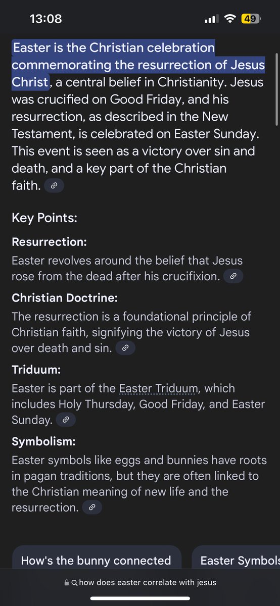 LeahparLocab's tweet photo. @ilostmyj @theangelickind @carsyinc @_chowderr_ @maintishe Bro im not even Christian but it takes 2 seconds to google the correlation. It’s symbolism and the rabbits were a pagan addition. Im sure you can figure out in modern times you just make a fun idea to sell to kids but the parallelism to eggs and rebirth is pretty obvious. https://t.co/Z9HAsLMisX