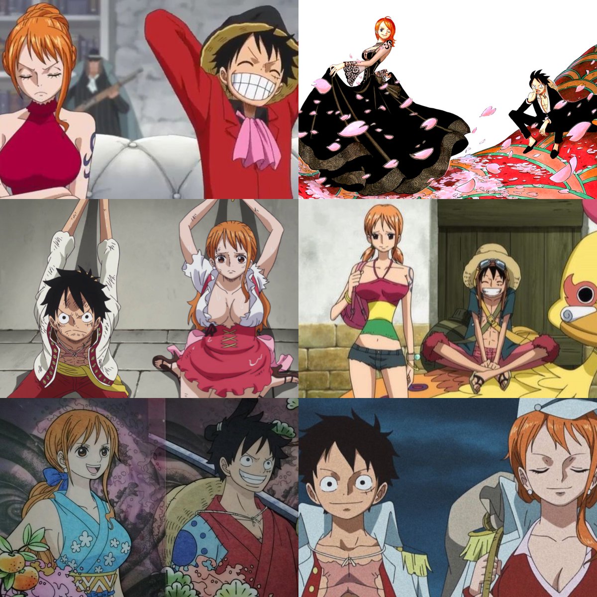 Nami and Luffy with matching outfits  
#ONEPIECE