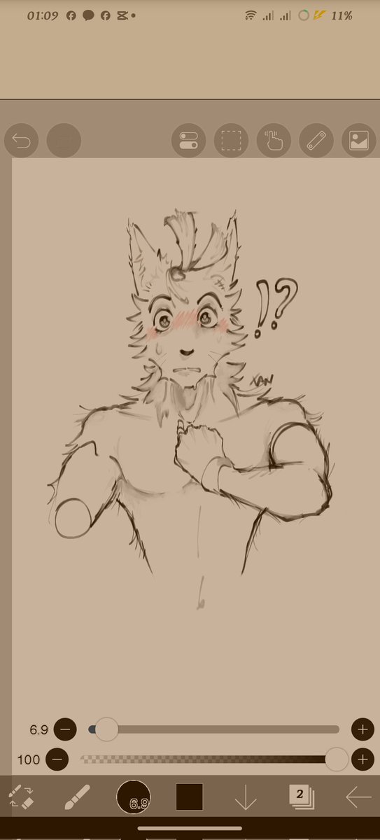 During the blackout I drew this, though the screenshot was taken after the blackout due to the battery percentage which is at 2%.