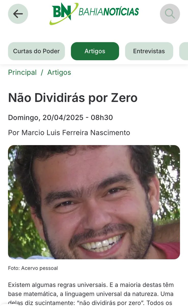 “Não Dividiras Por Zero” é um dos fundamentos da matemática. Saiba qual a razão no texto de ⁦<a href="/mlfnascimento/">Marcio Nascimento</a>⁩🎓 no ⁦<a href="/BahiaNoticias/">Bahia Notícias</a>⁩📰. ⁦Thanks <a href="/duartefernando/">Fernando Duarte</a>⁩📱bahianoticias.com.br/artigos