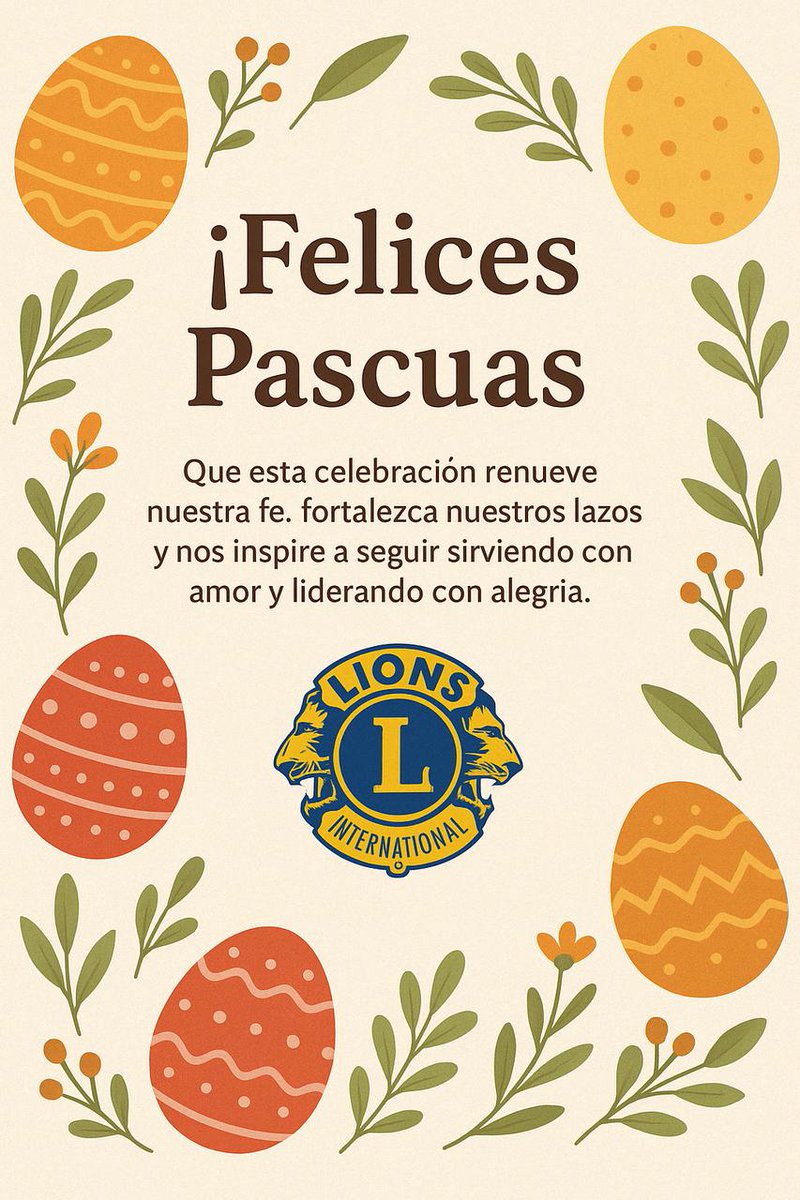 Club Leones Bernardino Caballero (@clubleonesbcaba) on Twitter photo ¡Felices Pascuas!
Que esta celebración renueve nuestra fe, fortalezca nuestros lazos y nos inspire a seguir sirviendo con amor y liderando con alegría. <a href="/lionsclubs/">Lions International</a> #WeServe ¡Felices Pascuas!
Que esta celebración renueve nuestra fe, fortalezca nuestros lazos y nos inspire a seguir sirviendo con amor y liderando con alegría. <a href="/lionsclubs/">Lions International</a> #WeServe