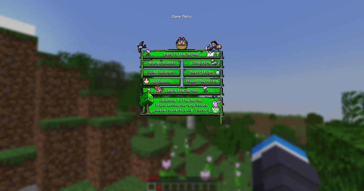 Minecraft Easter ESC Menu  

Download: wellsetups.com/product-page/e…

Pixel Artist: Llampis

#easter #easterminecraft #minecrafteaster #minecraft #pixelart #minecraftpixelart #minecraftescmenu #minecraftescapemenu #itemsadder #oraxen #nexon #itemsadderescmenu #itemsadderescapemenu