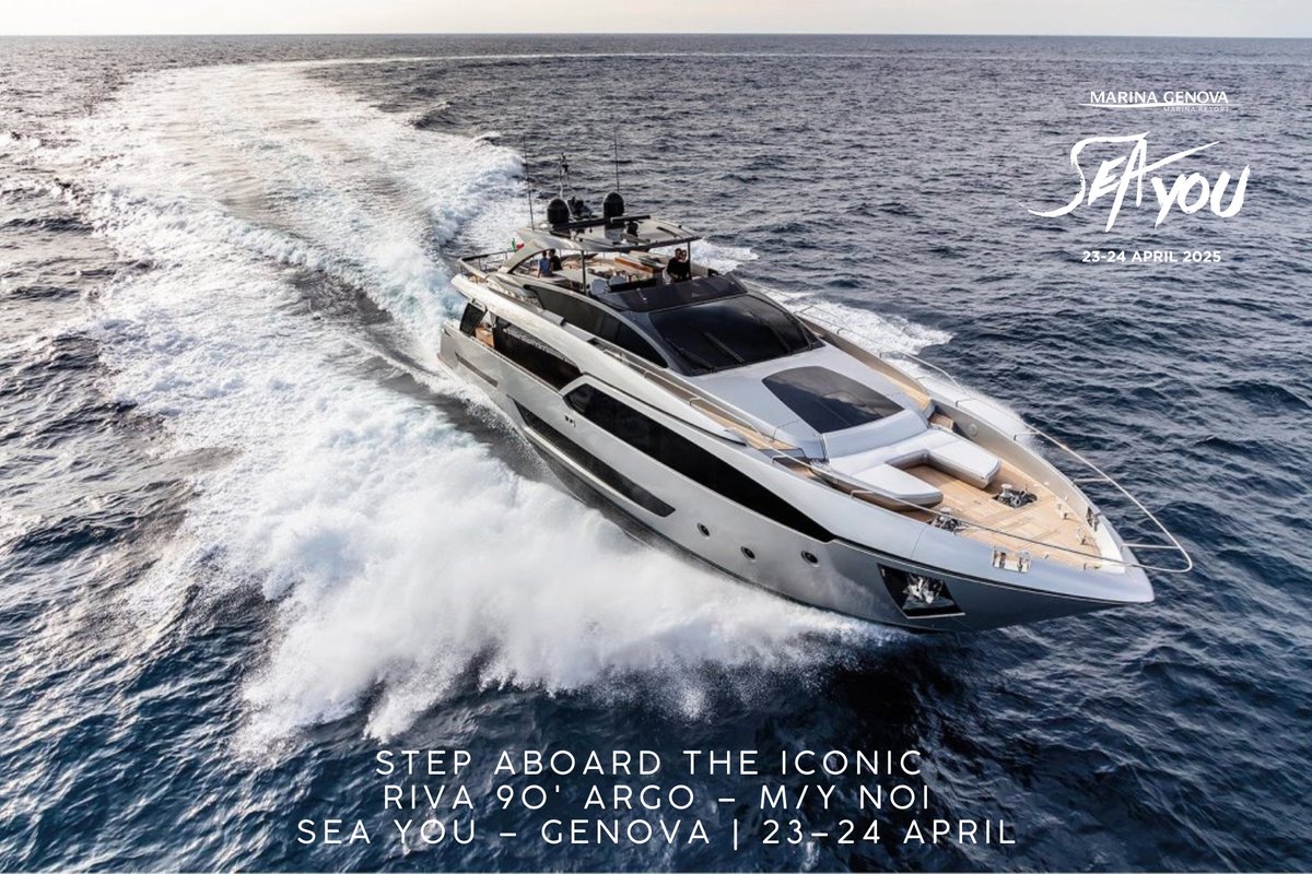 VenturaYachts's tweet photo. Step aboard M/Y NOI at SeaYou โ Genova
Available for sale and charter, M/Y NOI is ready to impress.
๐ Discover NOI: https://t.co/Ii7SZWuajz
๐
23โ24 April
๐ Marina Genova
๐ง Email: mail@venturayachts.com
๐ Phone: +44 (0)20 7495 2330
#rivayacht #riva90argo #forsale #seayou https://t.co/9NSFelfpJv