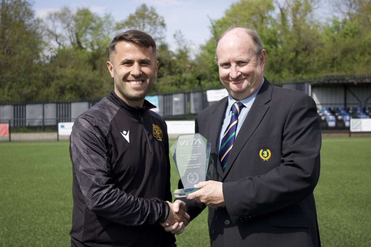 Sevenoaks Town FC (@sevenoakstownfc) on Twitter photo Our Manager Marcel Nimani receiving his <a href="/IsthmianLeague/">The Pitching In Isthmian League</a> South East Manager of the Month for March award from Isthmian League Director and Statistician Neil Pilcher 🏆
🔵⚫️ | #Sevenoaks #STFC #IsthmianLeague Our Manager Marcel Nimani receiving his <a href="/IsthmianLeague/">The Pitching In Isthmian League</a> South East Manager of the Month for March award from Isthmian League Director and Statistician Neil Pilcher 🏆
🔵⚫️ | #Sevenoaks #STFC #IsthmianLeague