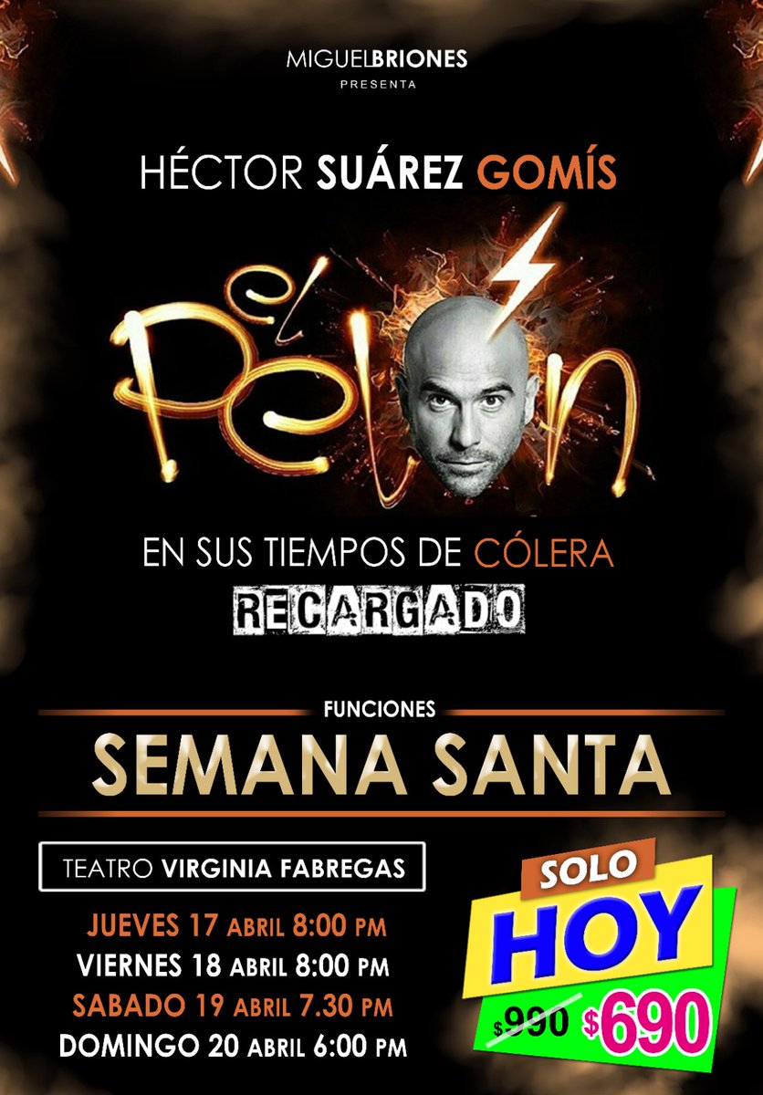 venalteatroMX's tweet photo. Pases dobles para que asistan a "El pelón en sus tiempos de cólera" HOY Domingo 6pm en el Teatro Virginia Fábregas

🌟Nombre completo
🌟Like y RT a esta publicación 
🌟Captura de Pantalla de que nos sigues en YouTube 

Ganadores al azar contactados vía DM 🎉 https://t.co/0prThhTtXg