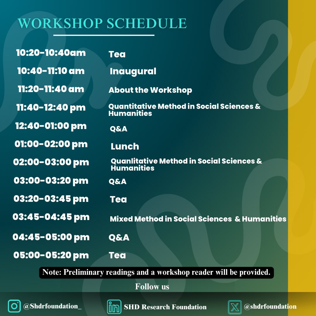 Join the SHD Research Foundation’s workshop. 

Registrations are compulsory. Limited seats available‼️ 

For details &amp; registration, scan the QR code or contact: contact.shdrf@gmail.com

#researchworkshop #research #researchinsocialscience #researchworkshop #researchworks