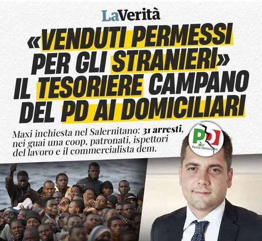 FaniSimonu34434's tweet photo. #LaVerità PONTIFICANO, GIUDICANO e CONDANNANO gli #esponenti del #CdX...POI ?
I SINISTRI del PD sono i DISONESTI.
Mentre il #CdX ha lottato per bloccare (#Salvini) e lavora per DISLOCARE i CLANDESTINI in #Albania (#Meloni), il #TESORIERE CAMPANO (#PD) vende loro PERMESSI ILLEGALI https://t.co/707GKsRyUx