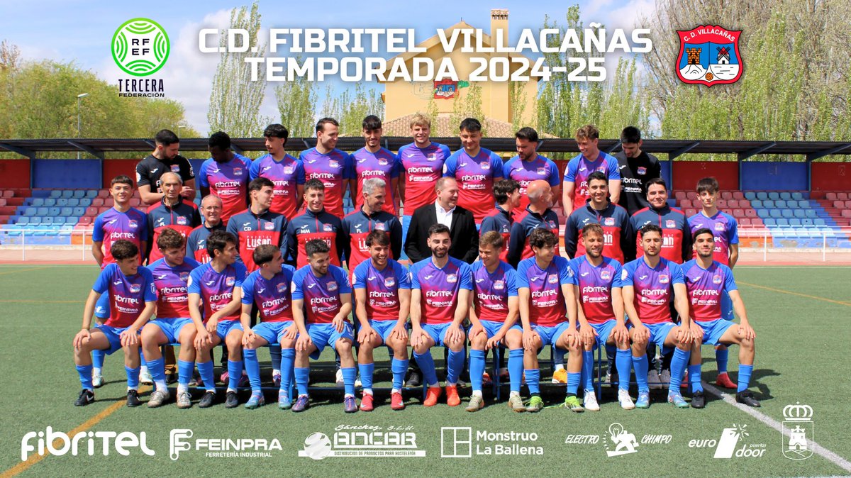 cd_villacanas's tweet photo. Foto oficial | Temporada 2024/25 🟥🟦

Una plantilla que está haciendo historia 🙌🏻
Un grupo unido, comprometido y orgulloso de defender este escudo ❤️‍🔥

Gracias por hacernos soñar 🥰
Gracias por llevar al C.D. Fibritel Villacañas, donde nunca antes había llegado ✨

#VillacañasAlé https://t.co/yPuy119pxm