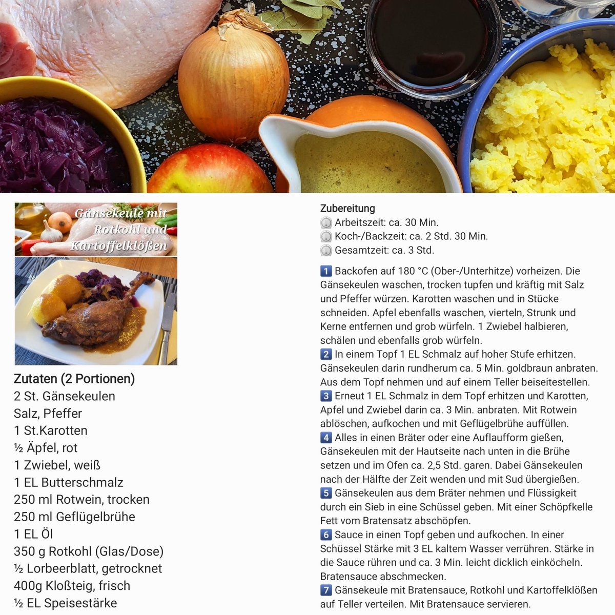 JurgenSpiess's tweet photo. #teamkochen #gänsekeulen #rotkohl #klöße
Die "Gänsekeule mit Rotkohl und Kartoffelklößen" passt eher zu Weihnachten als zu Ostern...
...aber wenn bei #ALDISüd die Angebote so verlockend sind, sieht man doch gerne mal über diese Konvention hinweg 😉
Viel Spaß beim Nachkochen 👩🍳 👨🍳 https://t.co/XXWlV5QSVV