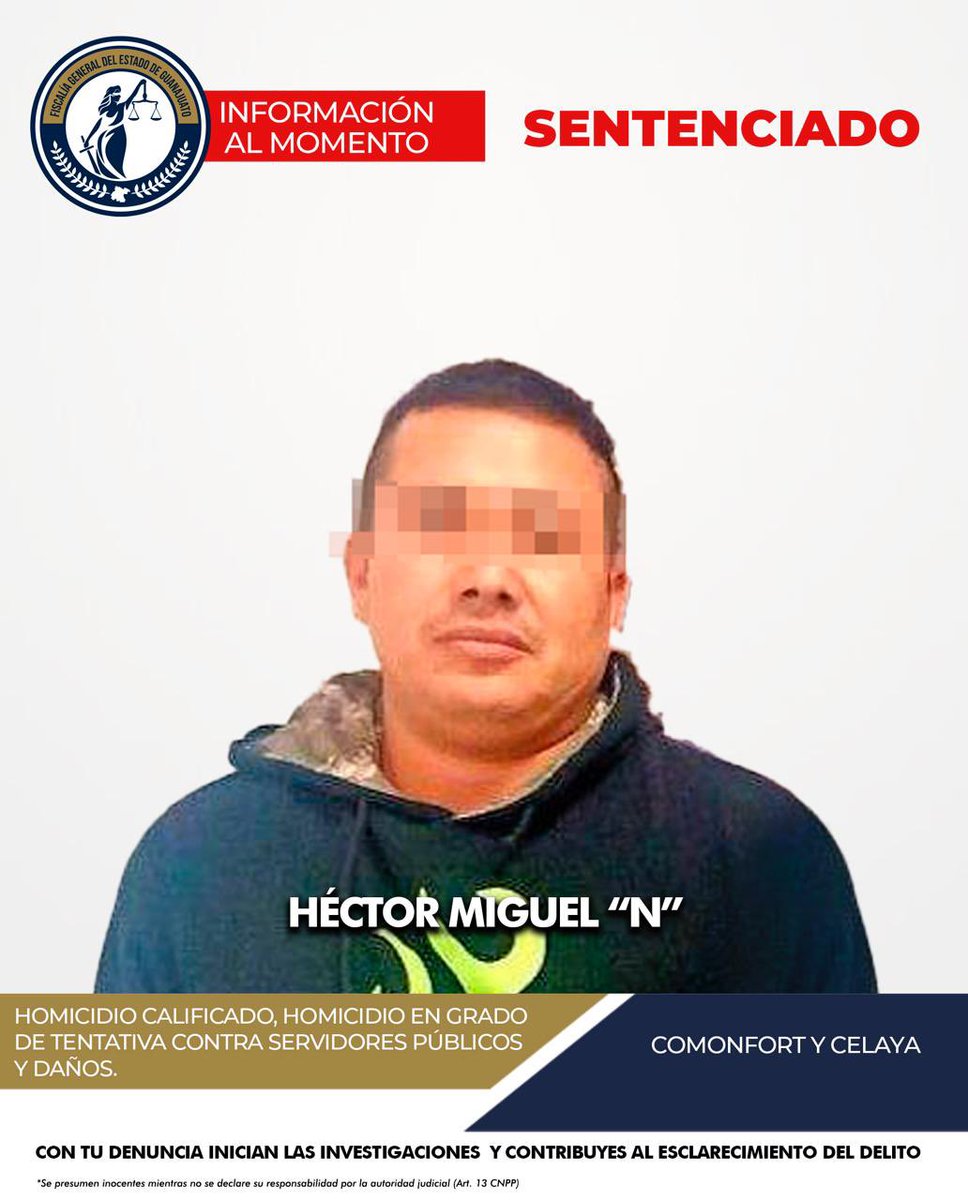 FGEG: Ex policía de Comonfort sentenciado a 50 años de cárcel

HÉCTOR MIGUEL “N”, ex policía de Comonfort, fue condenado a 50 años de prisión tras su participación en varios delitos violentos. La Fiscalía demostró su responsabilidad en un homicidio, tentativa de homicidio contra