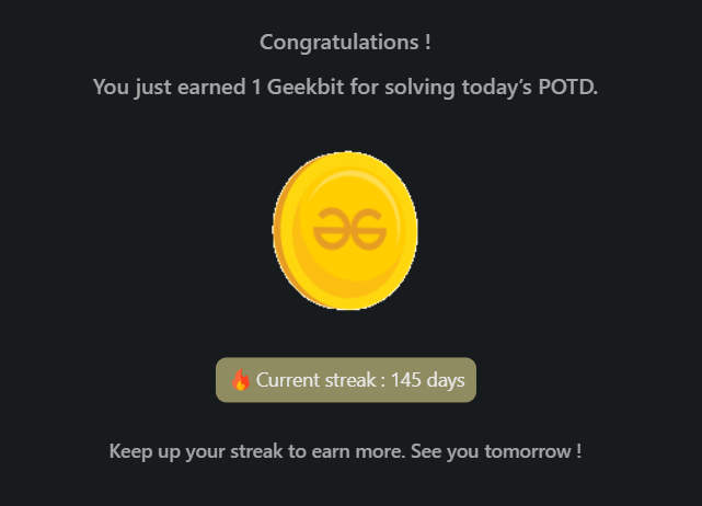 Mayank_kumar111's tweet photo. Day 157: Progress in programming built one small step at a time. With every bug squashed every concept.

@geeksforgeeks

#geekstreak2024 #dsa #learntocode #learndsa #160daysofcode #gfg #geeksforgeeks #CodingChallenge #162DaysOfCode #gfg160 #Day157 #CodeMastery #CodeExploration https://t.co/3IY70C5CGP