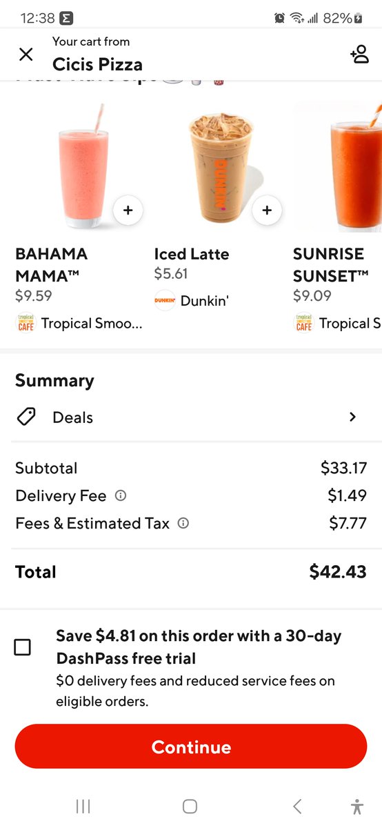 cheesesticklife's tweet photo. .@DoorDash how come my $0.49 delivery fee is suddenly $1.49 at checkout? https://t.co/zJlfulcC3g